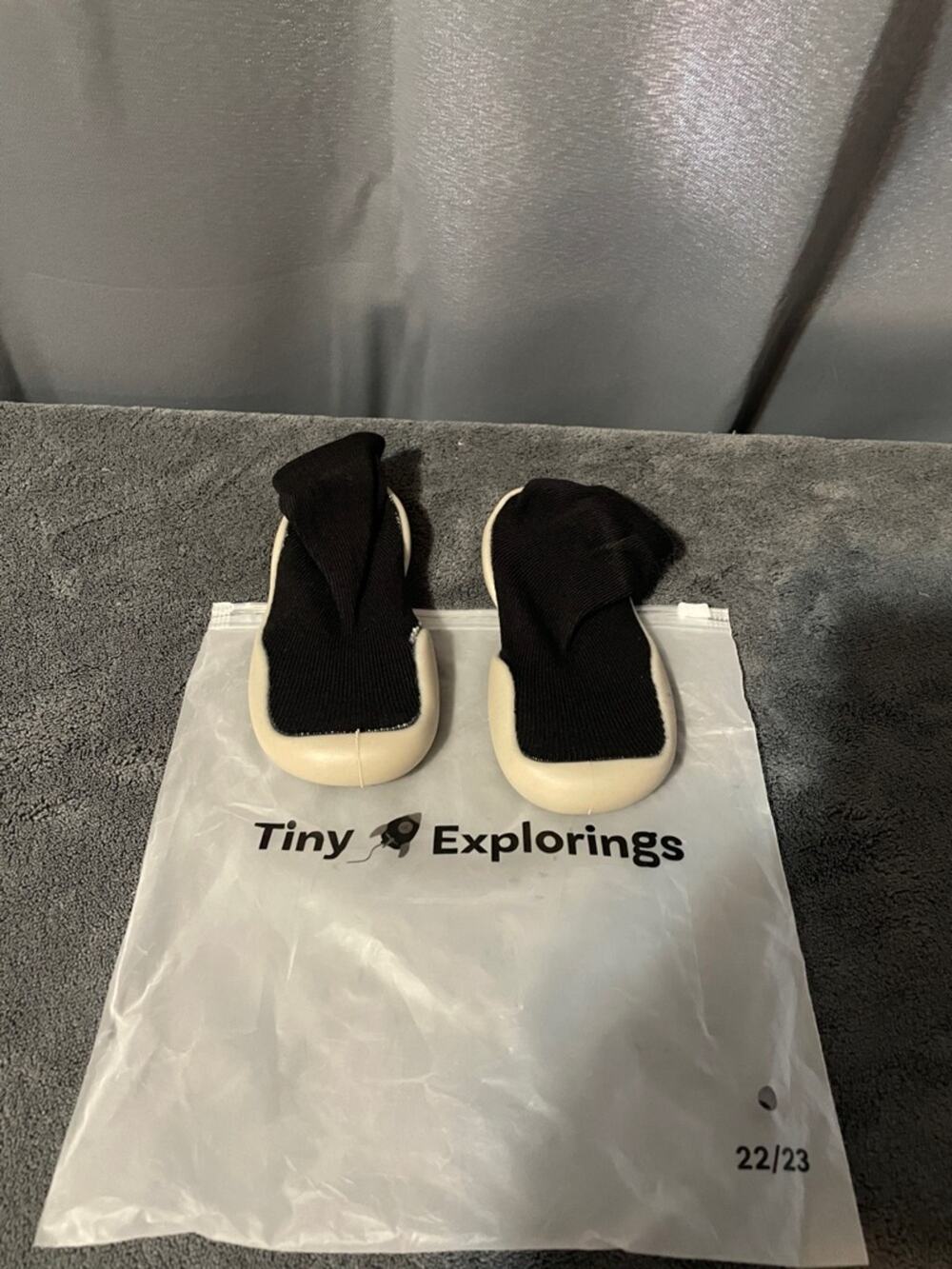 Kids Black Sock-Style Sneakers with Cream Sole NWOT